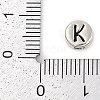 925 Sterling Silver Flat Round with Letter Beads STER-G044-01AS-K-3