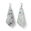 Natural Sesame Jasper/Kiwi Jasper Pointed Pendants G-I314-02P-04-2