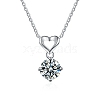 Anti-Tarnish Rhodium Plated 925 Sterling Silver Pave Crystal Moissanite Rhinestone Heart with Rhombus Charms STER-U003-08P-1