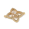 Rack Plating Brass Clear Cubic Zirconia Flower Connector Charms KK-A234-063G-2