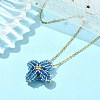 Star Glass Seed Pendant Necklace NJEW-MZ00082-02-1