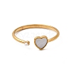 304 Stainless Steel & Natural Shell & Imitation Pearl Cuff Rings for Women RJEW-G372-01G-01-4