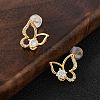 Butterfly Brass Micro Pave Cubic Zirconia Stud Earrings EJEW-B131-07G-03-3