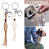 4Pcs  2 Colors Macrame Fringe Braided Keychain AJEW-SW00014-06-8