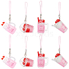 Olycraft 8Pcs 4 Style PVC Plastic Strawberry Ice Cream Cup Pendant Decorations HJEW-OC0001-08-1