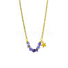 Bohemian Natural Amethyst Star Beads Pendant 304 Stainless Steel Chain Necklaces for Women WG45F40-01-1