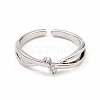 Clear Cubic Zirconia Criss Cross Open Cuff Ring RJEW-B028-25P-2