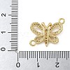 Rack Plating Brass Micro Pave Clear Cubic Zirconia Butterfly Connector Charms KK-A234-077G-3