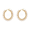 Natural Pearl Beads Brass Hoop Earrings EJEW-JE04565-02-2