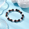 Natural Red Jasper & Black Onyx(Dyed & Heated) & Luminous Acrylic Beaded Stretch Bracelets for Women Men BJEW-JB10502-2