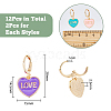 12Pcs 6 Colors Heart with Word Love Enamel Dangle Leverback Earrings EJEW-DC0001-26-2