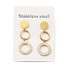 Crystal Rhinestone Ring Long Dangle Stud Earrings with 316 Stainless Steel Pins EJEW-F285-07G-4