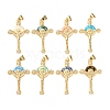 Brass Micro Pave Clear Cubic Zirconia Pendants KK-S048-01G-1