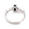 Horse Eye Natural Black Onyx Adjustable Rings RJEW-Q817-02P-09-3