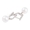 Rack Plating Brass Clear Cubic Zirconia ABS Pearl Earrings EJEW-S219-15P-09-2