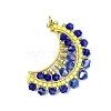 Glass Seed Beaded Moon Pendants PALLOY-MZ00512-01-1