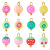 50Pcs Fruits Theme Handmade Polymer Clay Pendants CLAY-TA0007-08-2