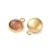 Natural Strawberry Quartz Half Round Charms STAS-L022-397A-G-2