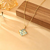 Brass Pave Clear Cubic Zirconia Enamel Textured Pendant Necklaces for Women WG37471-03-1