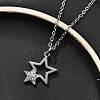 304 Stainless Steel Crystal Rhinestone Double Star Pendant Cable Chain Necklaces NJEW-Z056-02A-P-3