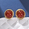 Brass Natural Carnelian Stud Earrings EJEW-Q043-01G-2