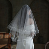 Nylon Bridal Mesh Veil Floral Cloth Hair Combs HULI-PW0002-019-2