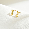 Real 18K Gold Plated Elegant Vintage Casual Fashion Stainless Steel Musical Note Stud Earrings for Women ZR3669-8-1