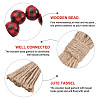 Crafans 8Pcs 2 Colors Tartan Pattern Wood Beads & Jute Tassel Napkin Rings AJEW-CF0001-06-4