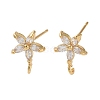 Brass Micro Pave Cubic Zirconia Studs Earring Findings KK-K364-03G-1