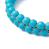 Round Synthetic Turquoise  Braided Bead Bracelets BJEW-JB11160-01-3