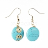 Flat Round Synthetic Turquoise Beads Dangle Earrings EJEW-JE03720-04-2