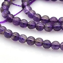 Natural Amethyst Round Beads Strands G-N0120-11A-4mm