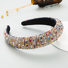 Bling Bling Glass Beaded Hairband OHAR-PW0007-26K