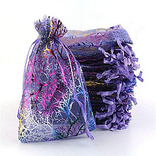 Rectangle Printed Organza Drawstring Bags CON-PW0001-058A-04