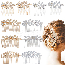 BENECREAT 10Pcs 10 Style Wedding Bridal Flower & Leaf Iron Hair Combs OHAR-BC0001-02