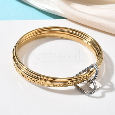 Two Tone 304 Stainless Steel Multi-strand Bangles for Women BJEW-F540-06GP-1