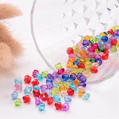 Mixed Color Chunky Dyed Transparent Acrylic Faceted Bicone Spacer Beads for Kids Jewelry X-DBB6mm-1
