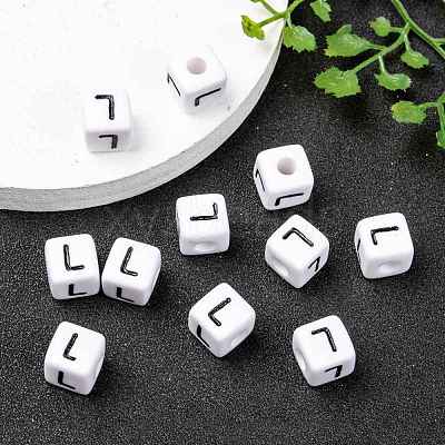 Letter Acrylic European Large Hole Beads OPDL-R050-10mm-L-1