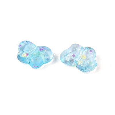 Spray Painted Transparent Acrylic Beads OACR-N149-01C-1