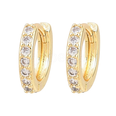 Brass Cubic Zirconia Hoop Earrings EJEW-A156-13A-G-1