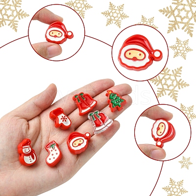 24Pcs 12 Styles Christmas Decorations Theme Opaque Acrylic Bead with Enamel FIND-FS0002-66-1