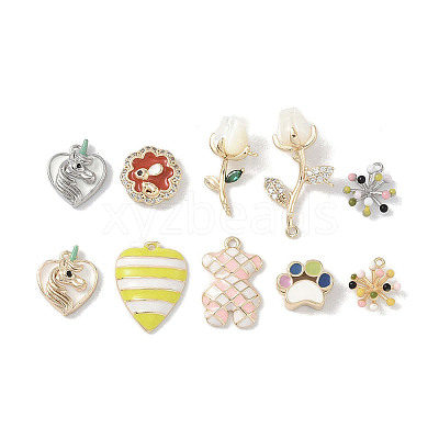 40Pcs 10 Styles Brass Enamel Charms KK-A218-07-1