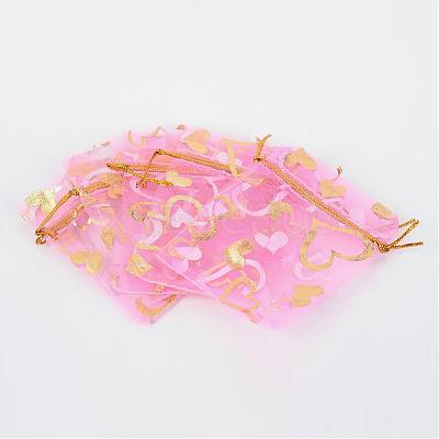 Heart Printed Organza Bags OP-R022-7x9-02-1