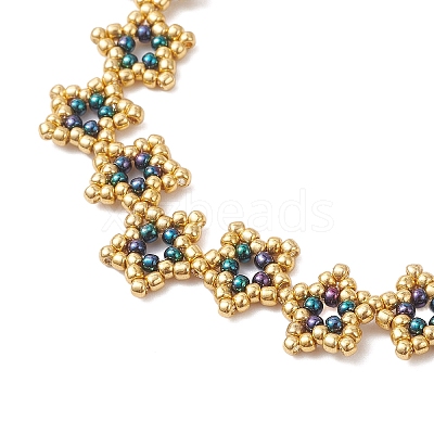 Star Glass Seed Beaded Bracelets BJEW-MZ00260-1