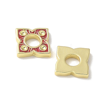 Flower Brass Enamel Beads KK-P290-11G-03-1