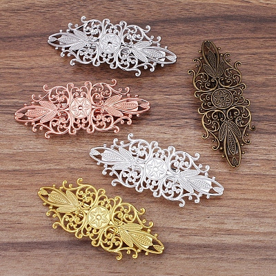 Vintage Hair Accessories Iron Hair Barrette Findings OHAR-PW0001-035AB-1