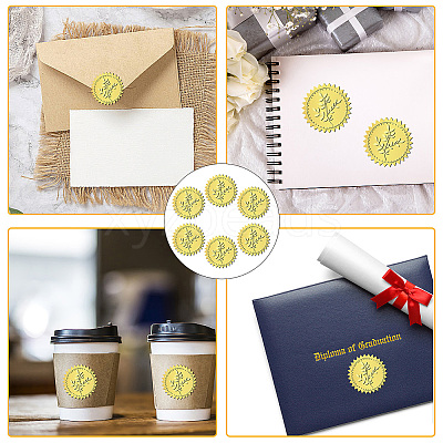 12 Sheets Self Adhesive Gold Foil Embossed Stickers DIY-WH0451-018-1