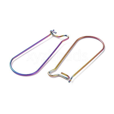Ion Plating(IP) 304 Stainless Steel Hoop Earrings Findings Kidney Ear Wires STAS-L216-22A-RS-1