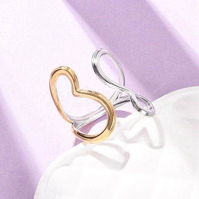 304 Stainless Steel Open Cuff Rings for Women RJEW-K321-01F-1