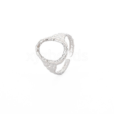 Non-Tarnish 304 Stainless Steel Open Oval Wide Cuff Ring for Women RJEW-S405-167P-1